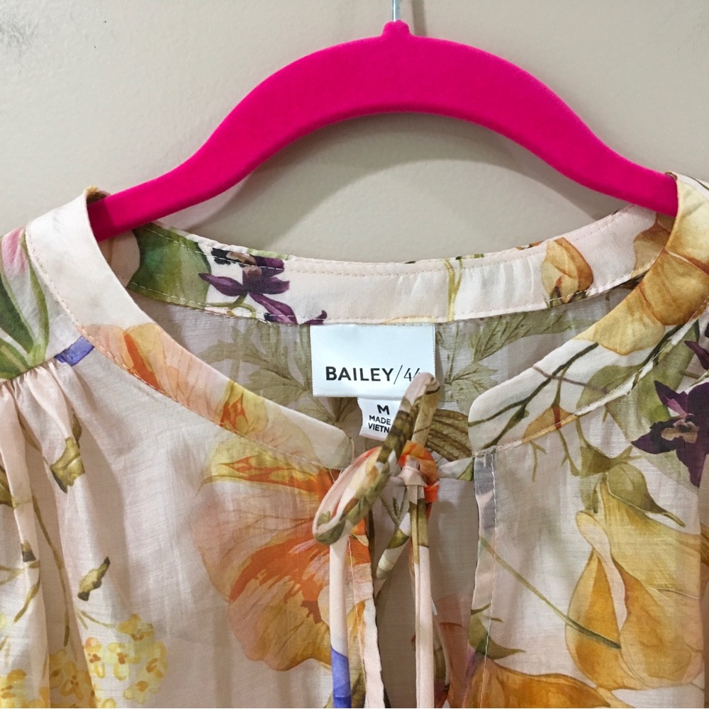 NWT Bailey 44 Floral Ruffle Shoulder Long Sleeve Multicolor Blouse Top Womens M - Picture 3 of 7